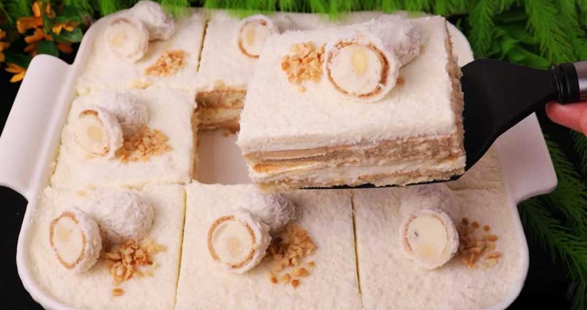 Desert Rafaello nucă de cocos, fără coacere: o minunăție de prăjitură!